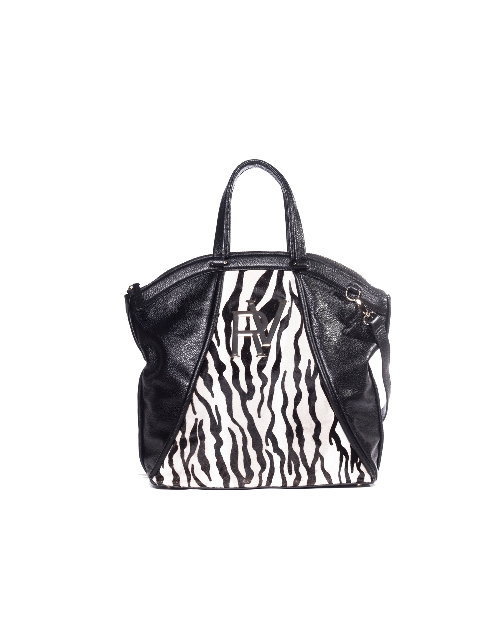 Bolso shopping combinado cebra negro