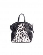 Bolso shopping combinado cebra negro