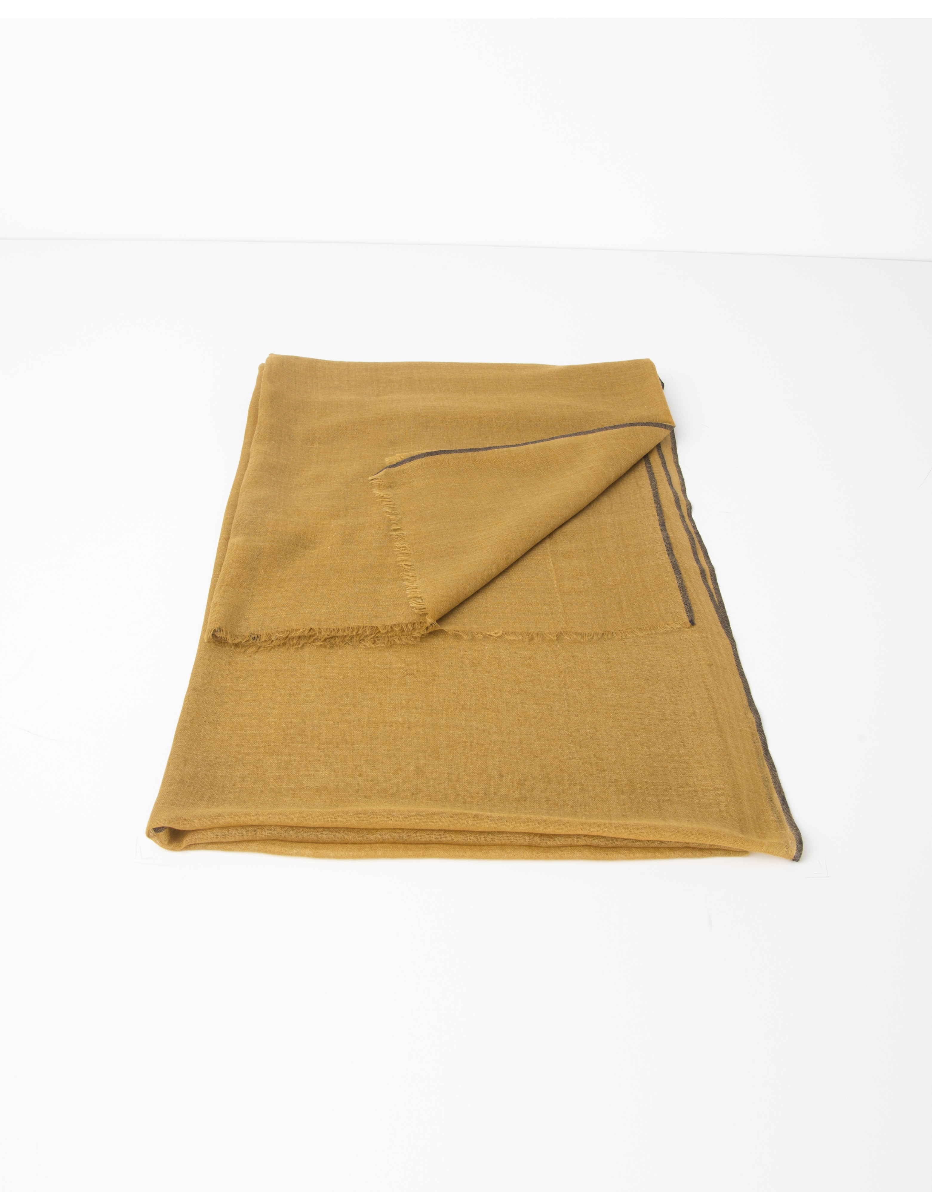 Plain mustard wool and silk scarf