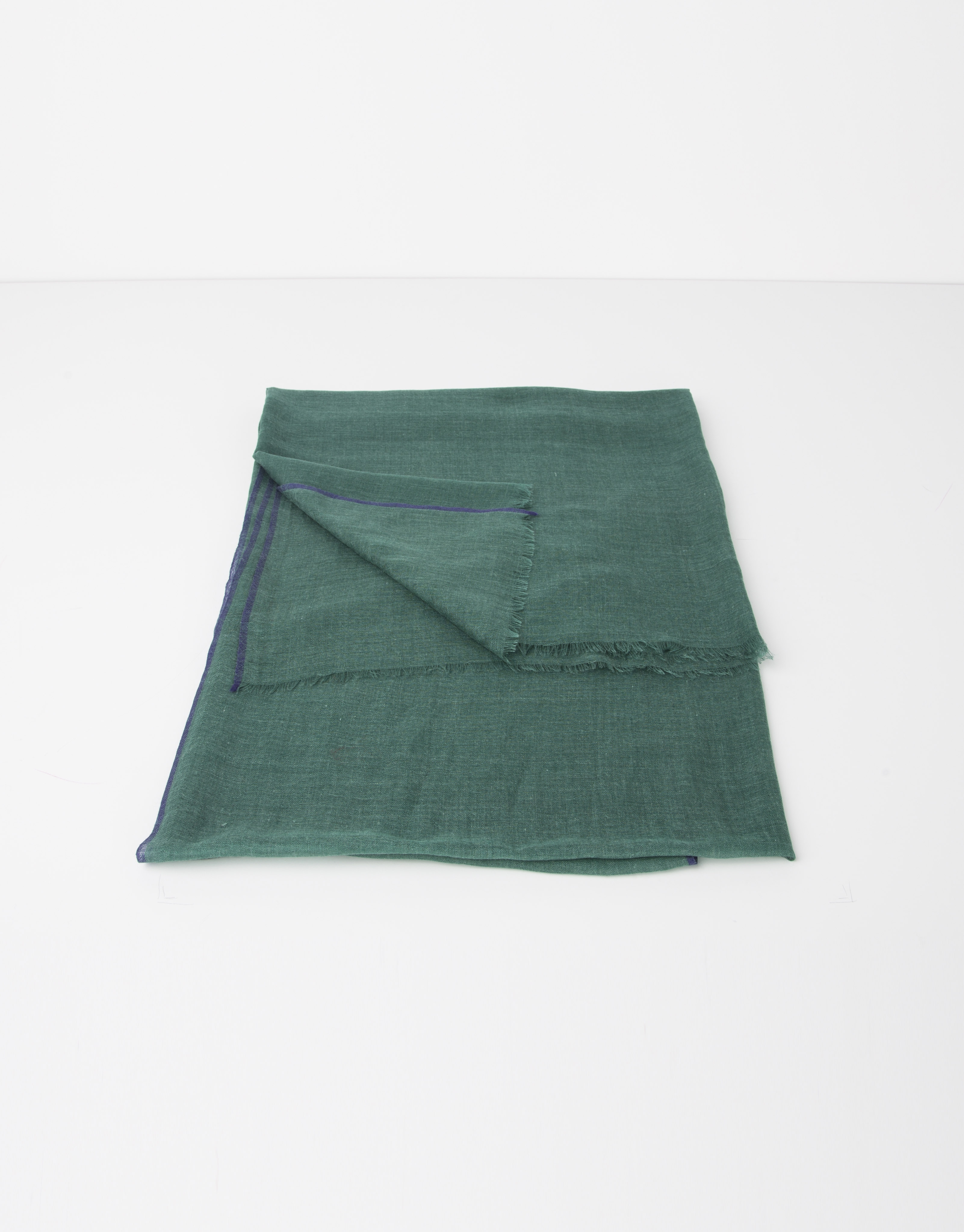 Plain green wool and silk scarf