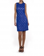 Dress with overlapping sheer pattern