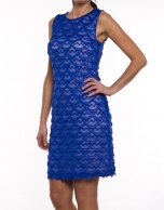 Dress with overlapping sheer pattern