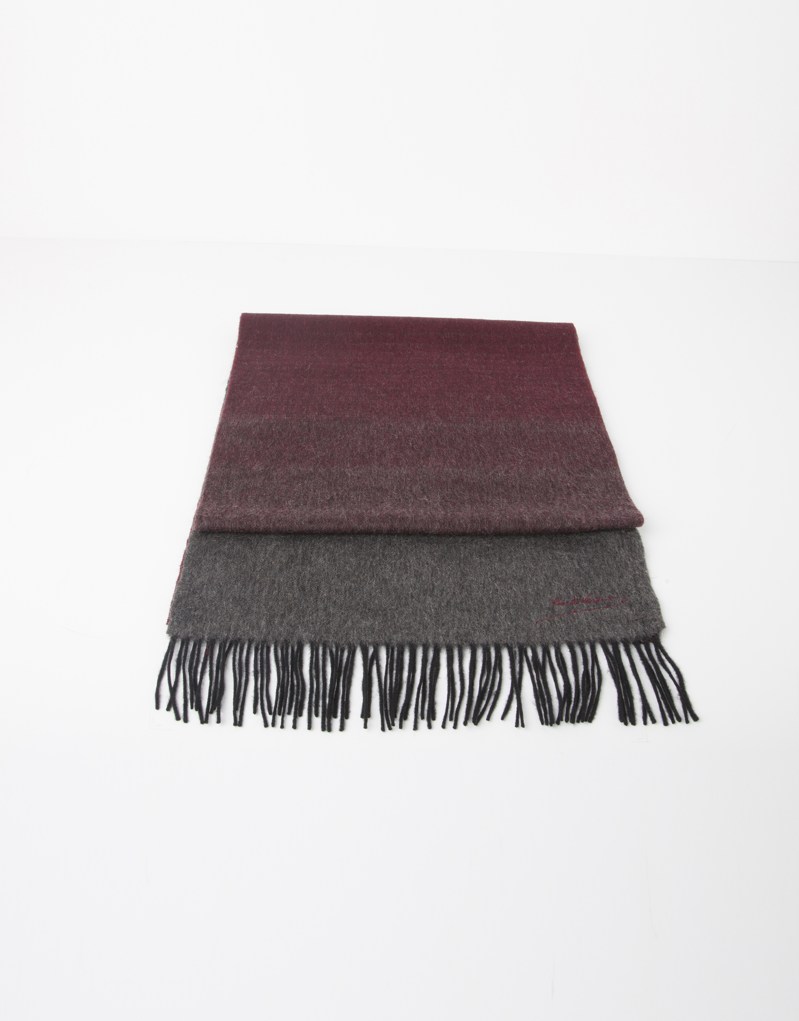 grey and red wool scarf