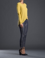 Mustard crepe and knit t-shirt 