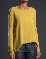 Mustard crepe and knit t-shirt 