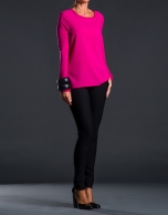 Fuchsia crepe and knit t-shirt 