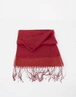 Plain red silk scarf