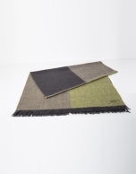 Plain green and beige wool scarf