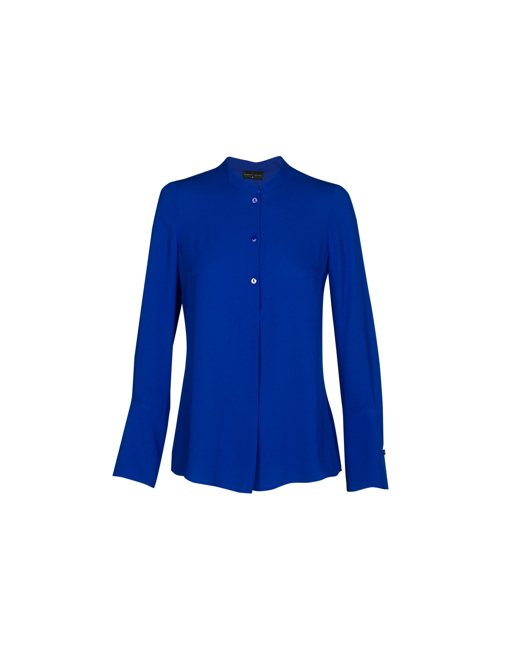 Blusa azul cuello mao