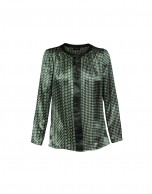 Blusa seda verde estampada 