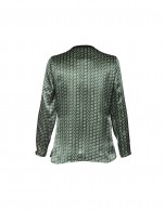 Blusa seda verde estampada 