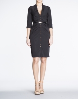 Black fitted knit shirtwaist dress 