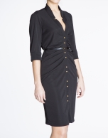 Black fitted knit shirtwaist dress 