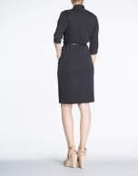 Black fitted knit shirtwaist dress 