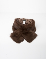 Brown fur collar scarf