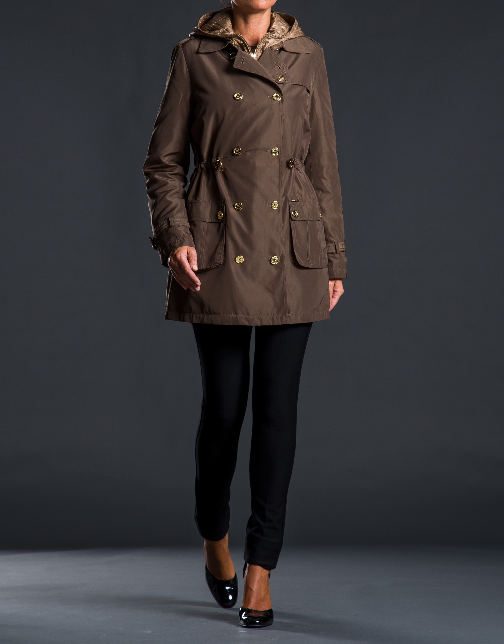 Brown trench coat with removable lining