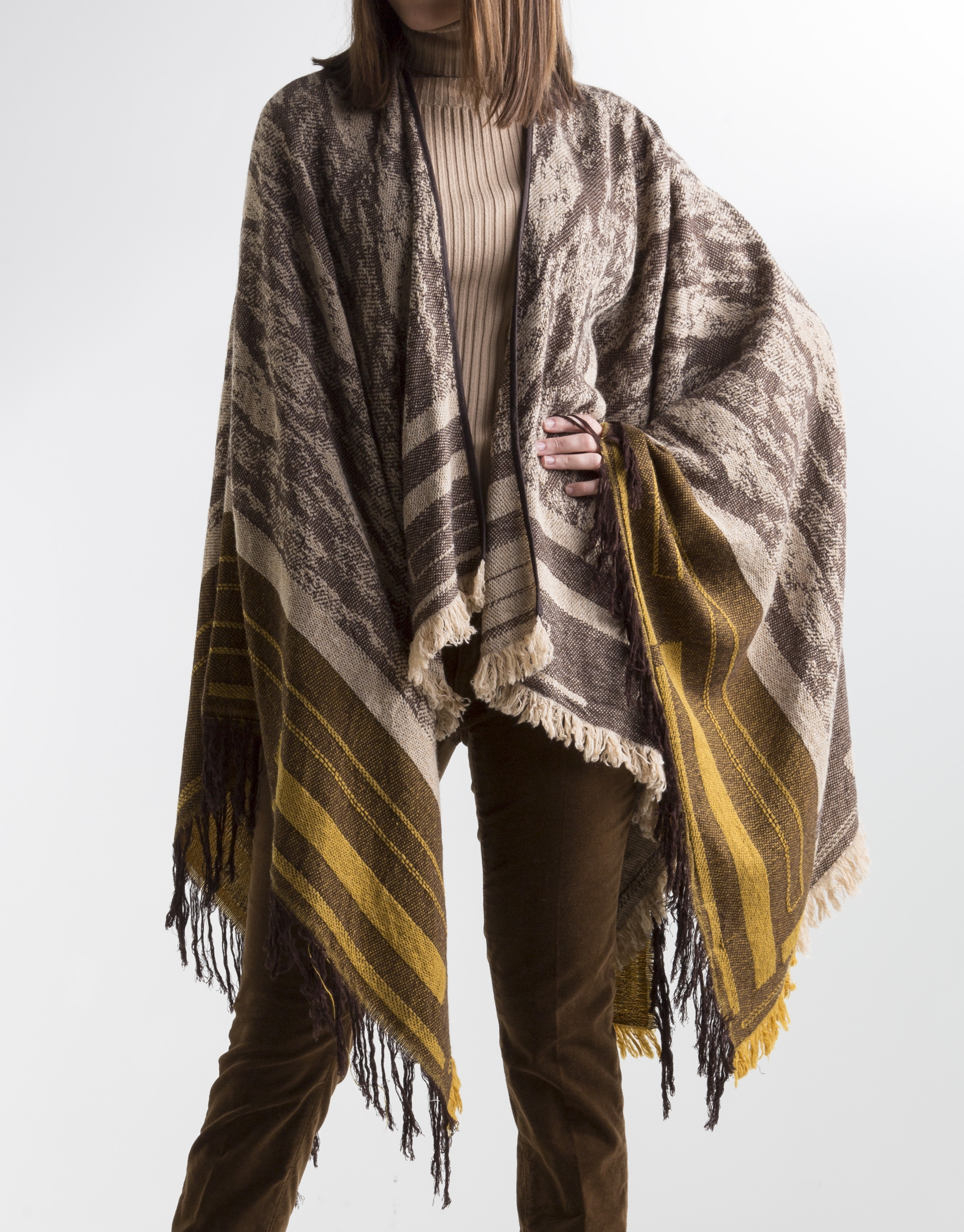 Brown wool poncho