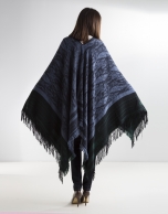 Blue wool poncho