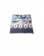 Foulard print pavo real tonos azules