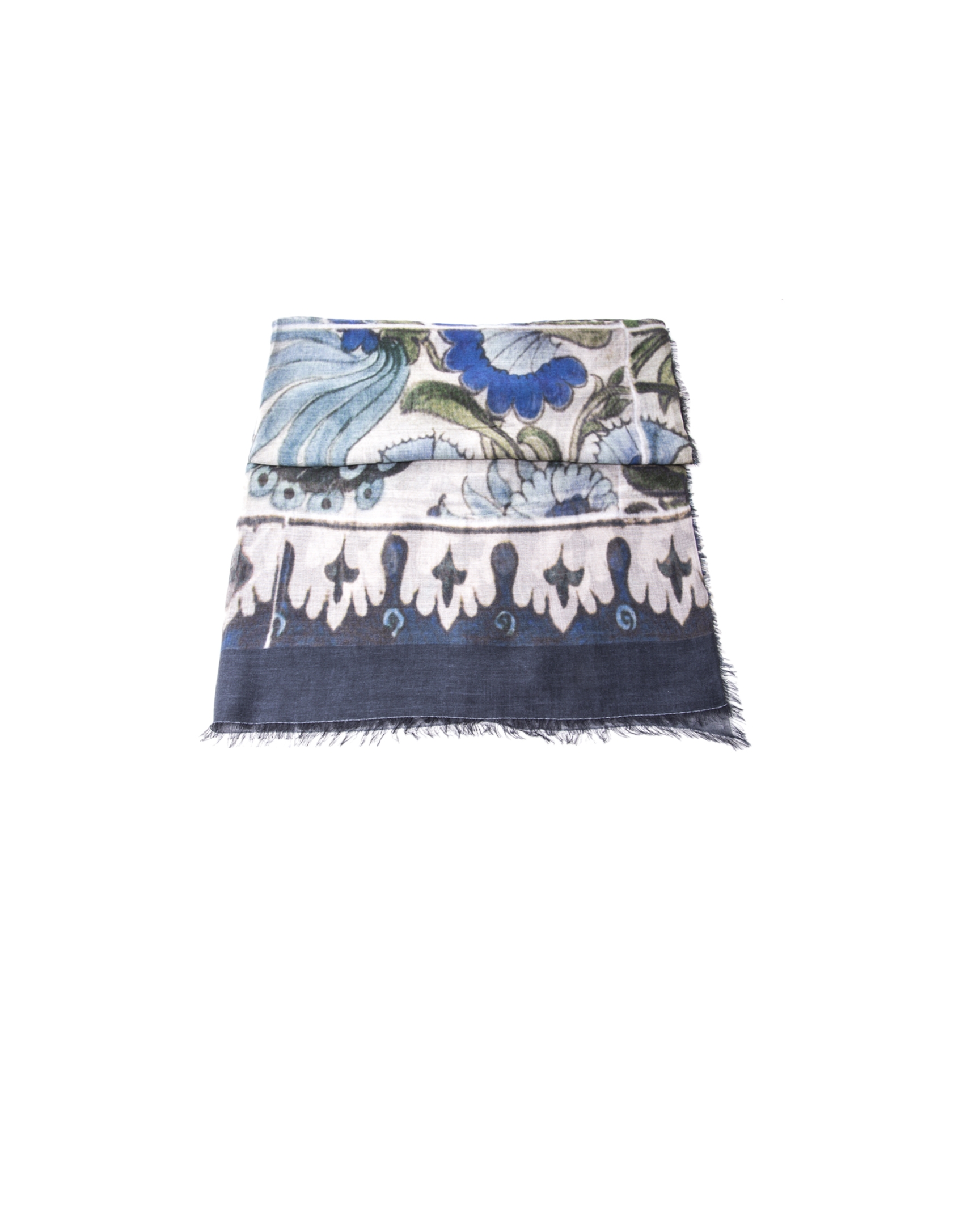 Blue peacock print scarf