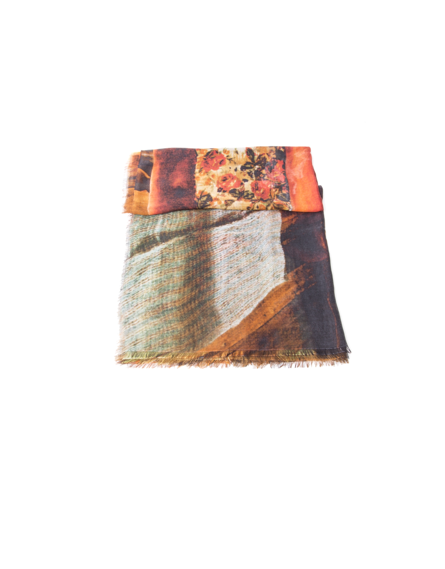 Blue and red canvas print scarf