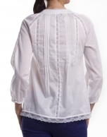 Cotton shirt with pin tucks and edging