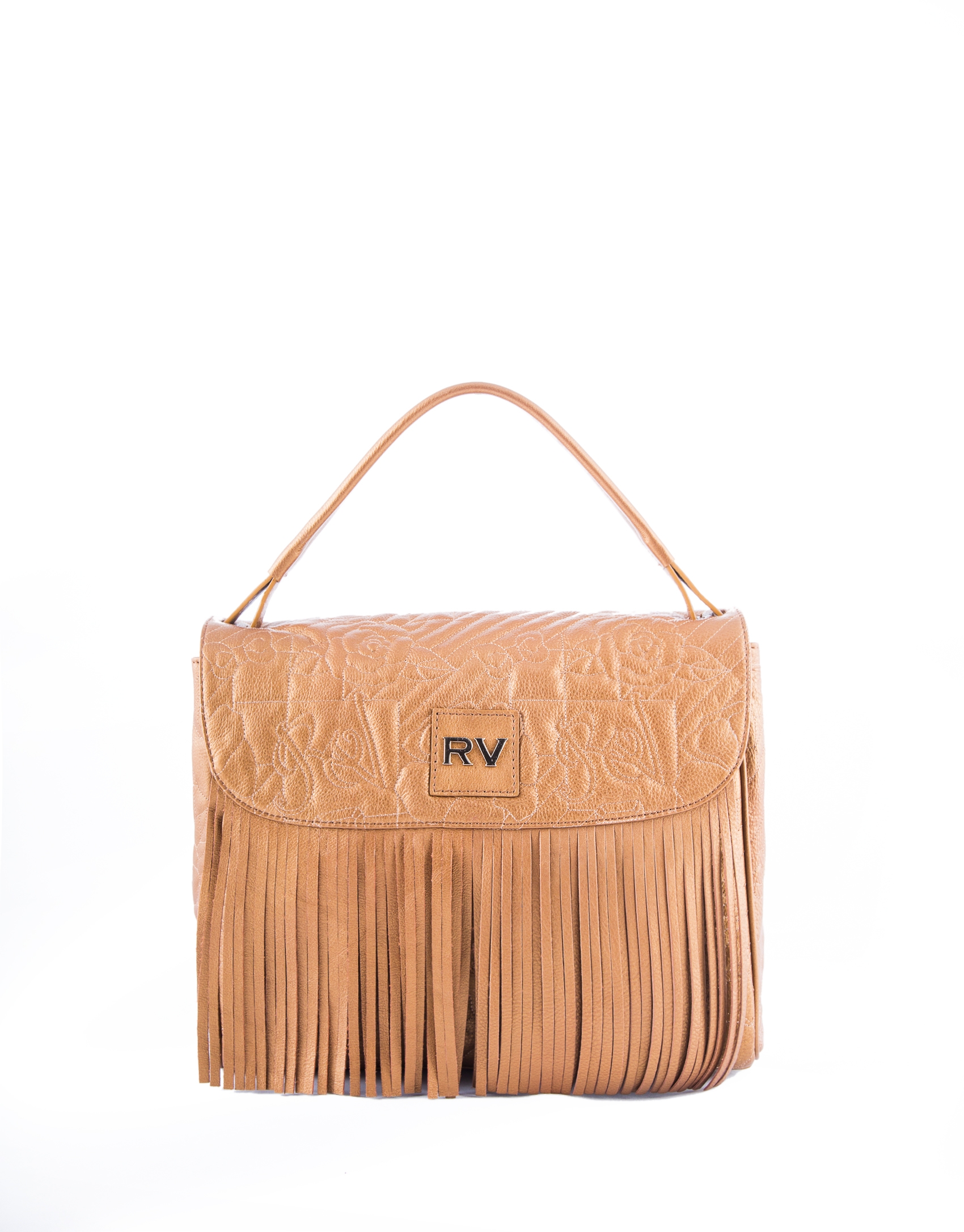 Bronze leather Vivian VIP hobo bag with embroidered logo