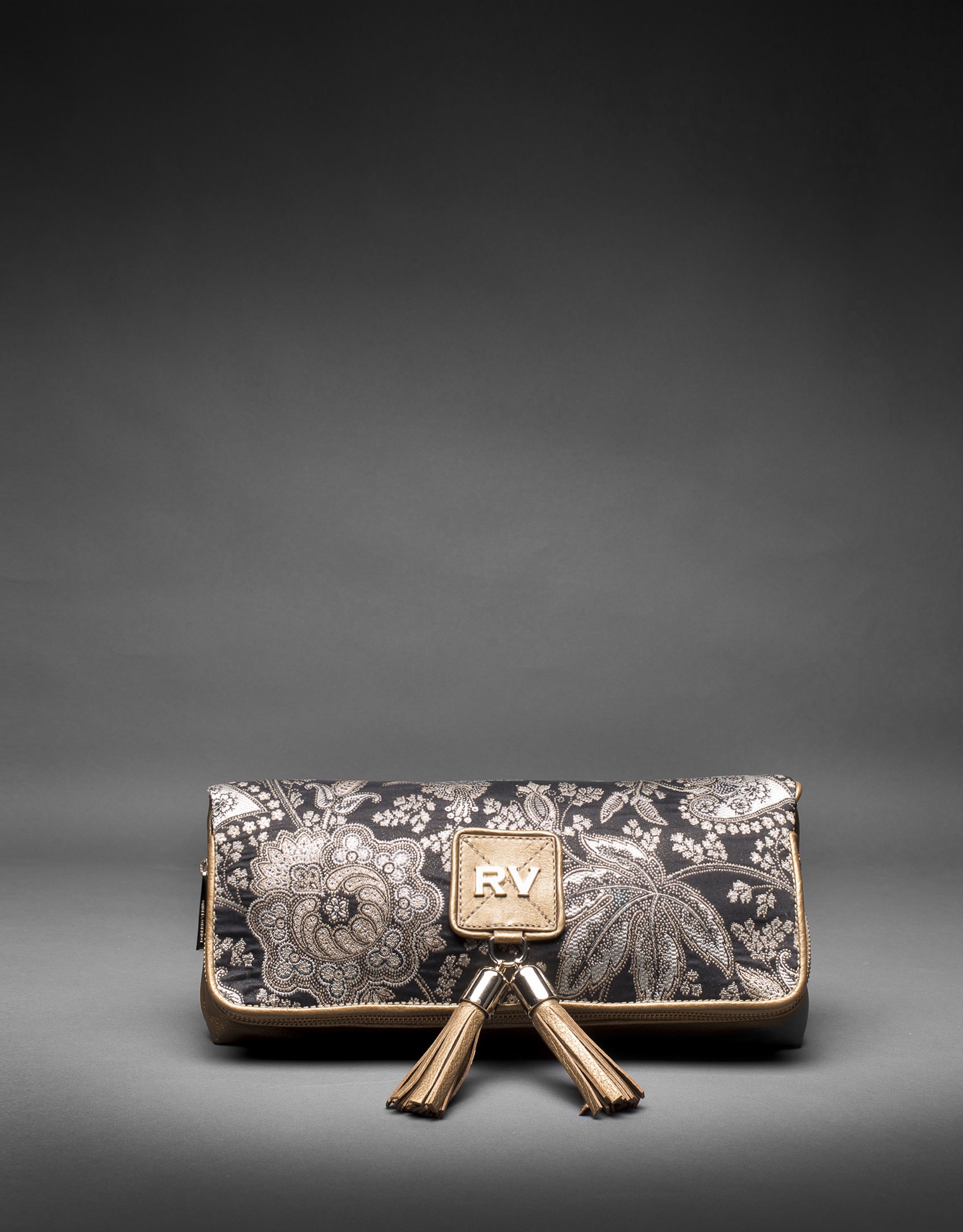 Gold leather baroque brocade Martina Bag