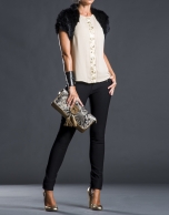 Gold leather baroque brocade Martina Bag