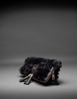 Black napa Martina Rabbit bag with rabbit fur