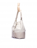 ADAM: Hobo bag with combined off-white leathers 