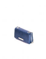 SAMBA BLUE: Distressed leather bag with flap