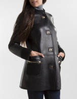 Black lambskin three quarter jacket 