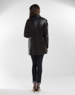 Black lambskin three quarter jacket 