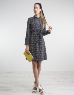 Blue shirtwaist dress with dots