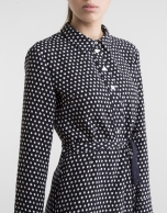 Blue shirtwaist dress with dots