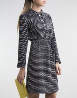 Blue shirtwaist dress with dots