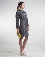 Blue shirtwaist dress with dots