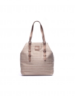 PAULINA:  Raffia and lurex striped tote 