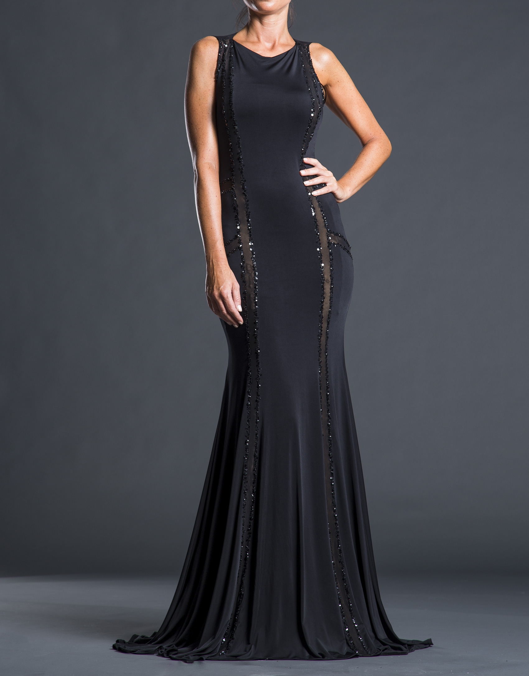 Black skinny dress with beading