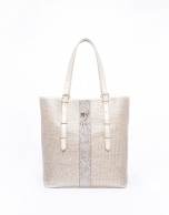 Bolso Tote Paulina Rustic rafia metalizada en dorado