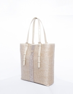 Paulina Rustic gilded metallic raffia  tote bag