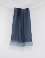 Blue fringed scarf