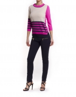 Long sleeve asymmetric striped jersey 