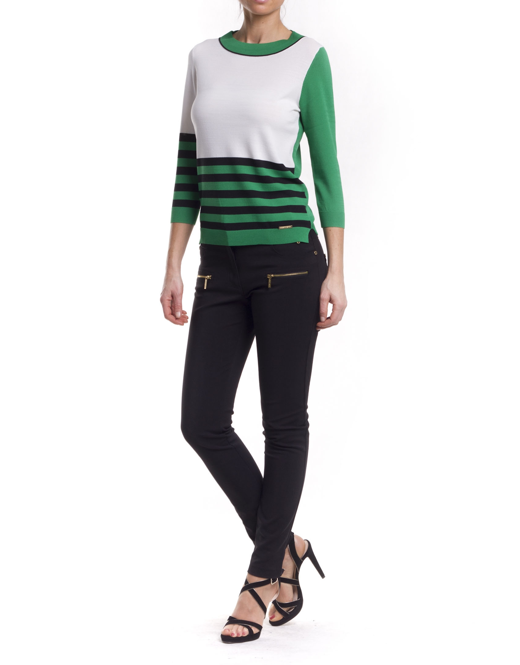 Long sleeve asymmetric striped jersey 