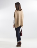 Beige poncho with collar 