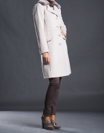 Beige coat with fur collar