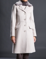 Beige coat with fur collar