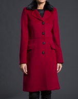 Red coat with fur collar 