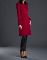 Red coat with fur collar 